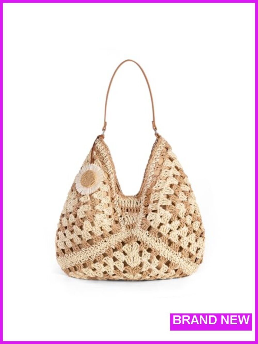 Straw Woven Hobo Shoulder Bag with Magnetic Snap Closure, Lightweight Summer